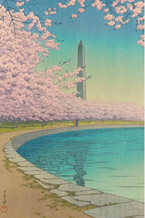 Washington Monument (Potomac Riverbank) - Kawase Hasui (1935)