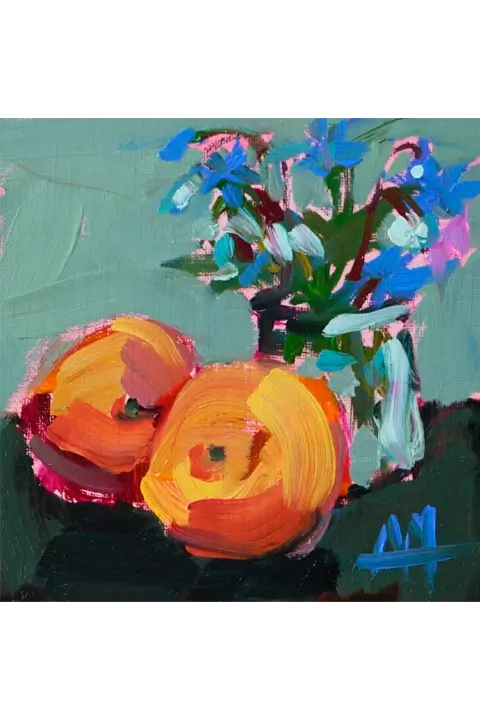 Peaches and Borage Flowers - Angela Moulton