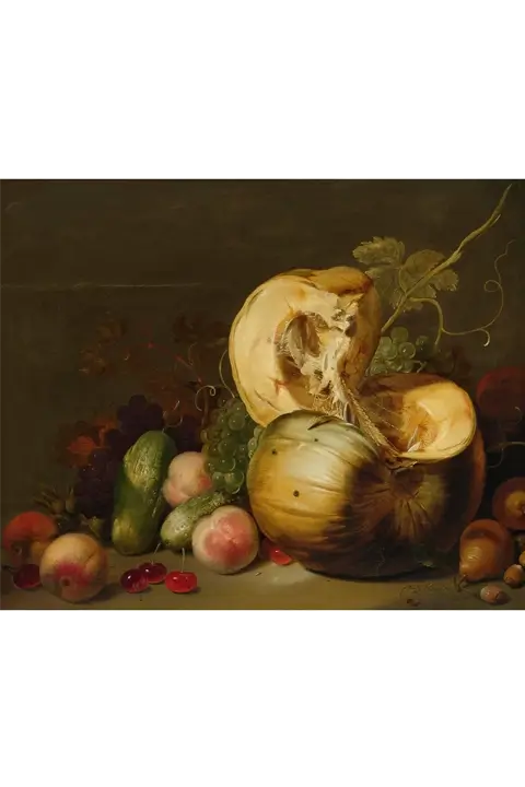 Still Life with Pumpkin and Other Fruit (17th c.) - Hans Bollongier