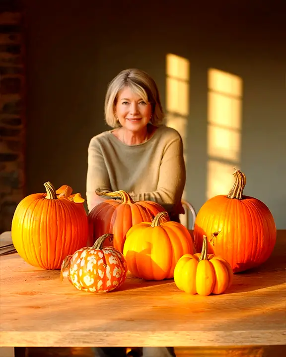 Martha Stewart decorating with pumpkins