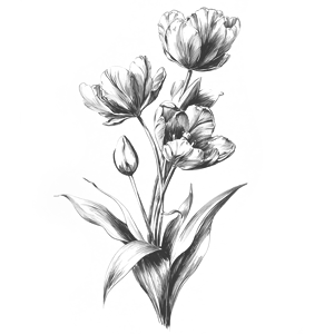 botanical illustration of a tulip plant